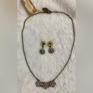 Kenny Ma Vintage Style Necklace and Earrings Set Swarovski Crystals